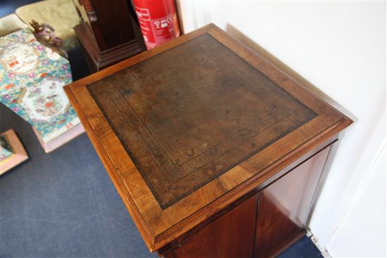 An early 19th century walnut Patent action leather topped campaign writing desk, by Ross & Co, Dublin, W.3ft 3in.